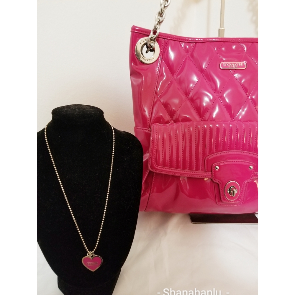 COACH F19830 Poppy Quilted Liquid Gloss Hot Pink - Picture 3 of 10